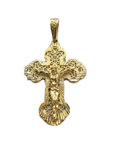 18K Yellow Gold Plated Cross Crucifix Religious JESUS  Pendant Charm Protection