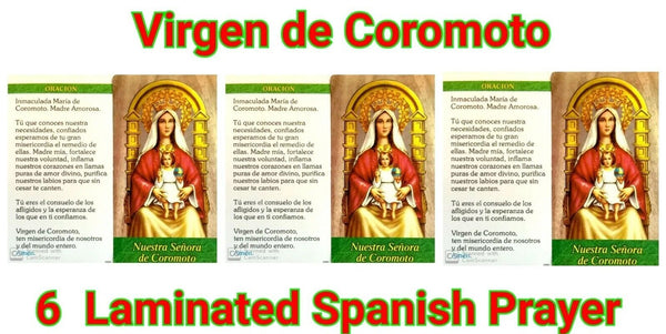 6 Virgen de Coromoto Estampa Laminada Jesus Holy Prayer card 3.5X2" Venezuela 