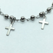 Catholic STAINLESS STEEL ROSARY CROSS BRACELET HANGING CROSS 8” Silver Tone