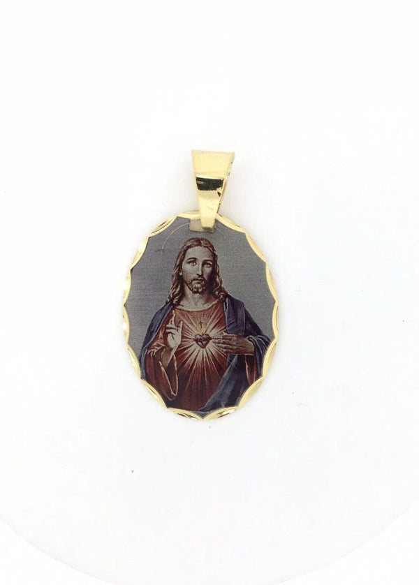 Sagrado Corazon de Jesus Catholic Medalla 18K Gold Plated con 18" cadena medal