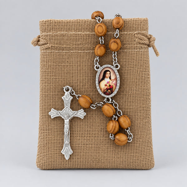 Saint Therese Rosary olive wood Jerusalem Santa Teresa Catholic Rosario madera