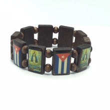 Religious Catholic Bracelet Wood Pulsera Caridad del Cobre & CUBA Cuban Flag 