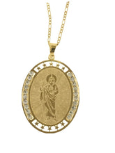 San Judas Tadeo - Saint Jude Thaddeus Medal 18K Gold Plated Medalla with 20 inch