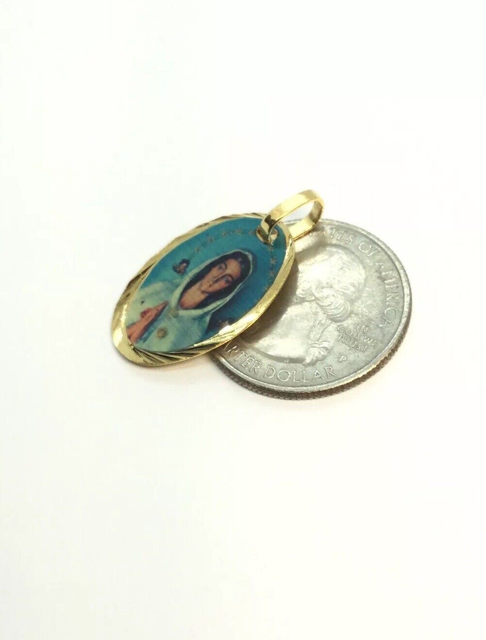 18k Gold Plated rosa mistica   medal pendant with Chain Mystical Rose VENEZUELA