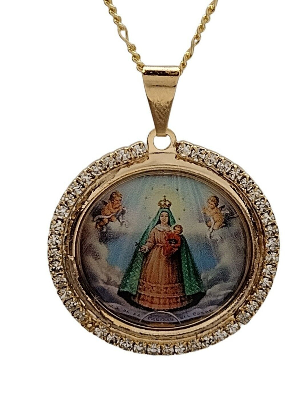 Virgin Caridad del Cobre Pendant Necklace 18K Gold Plated Chain "20 Inches" CUBA