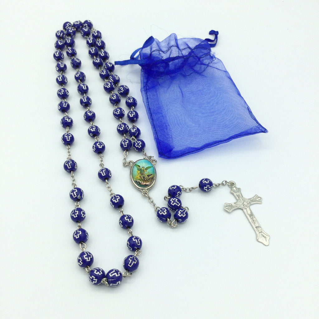 Saint St.Michael Archangel Blue  Rosary San Miguel arcángel Necklace Protection