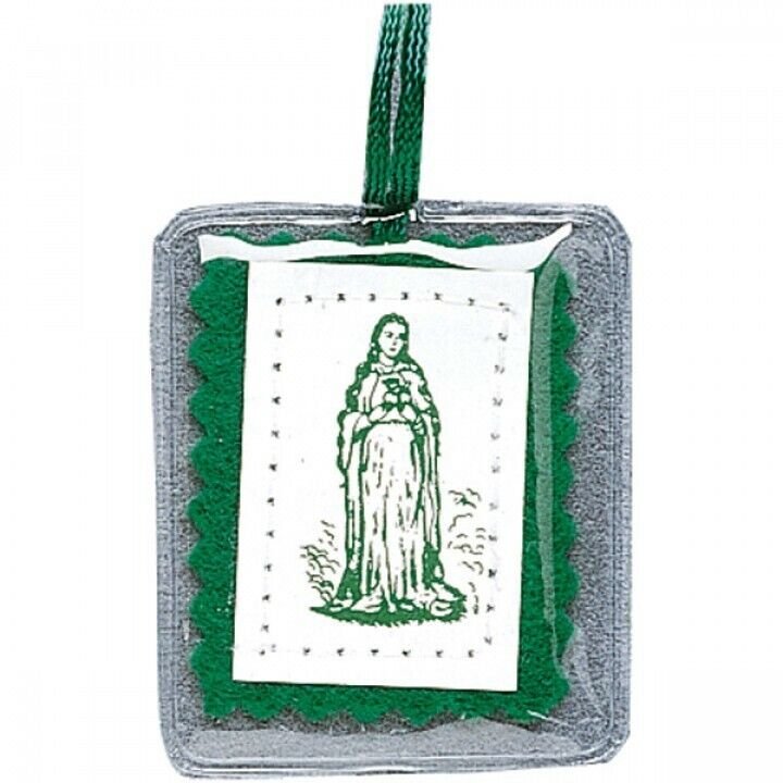  2 X Escapulario Verde Devoción Corazón de María Oración Healing Green Scapular