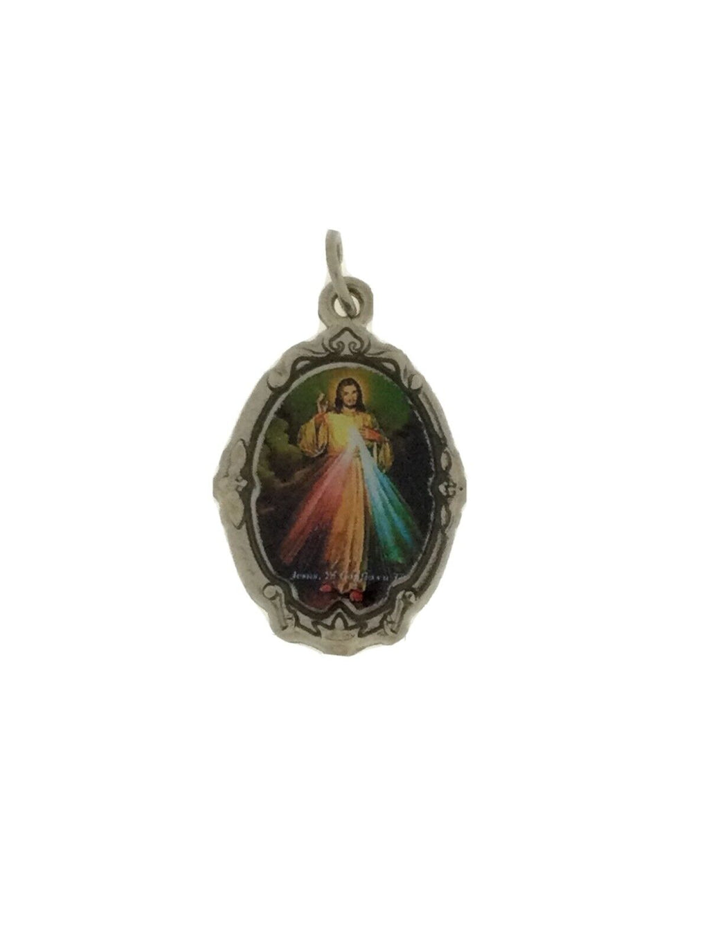  Divine Mercy Medal Sivler Tone Catholic Jesus de Divina Misericordia Medalla 