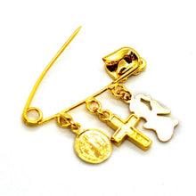 14k Gold Plated Pacifier Pin Baby Charms Newborn Cross San Benito Protection