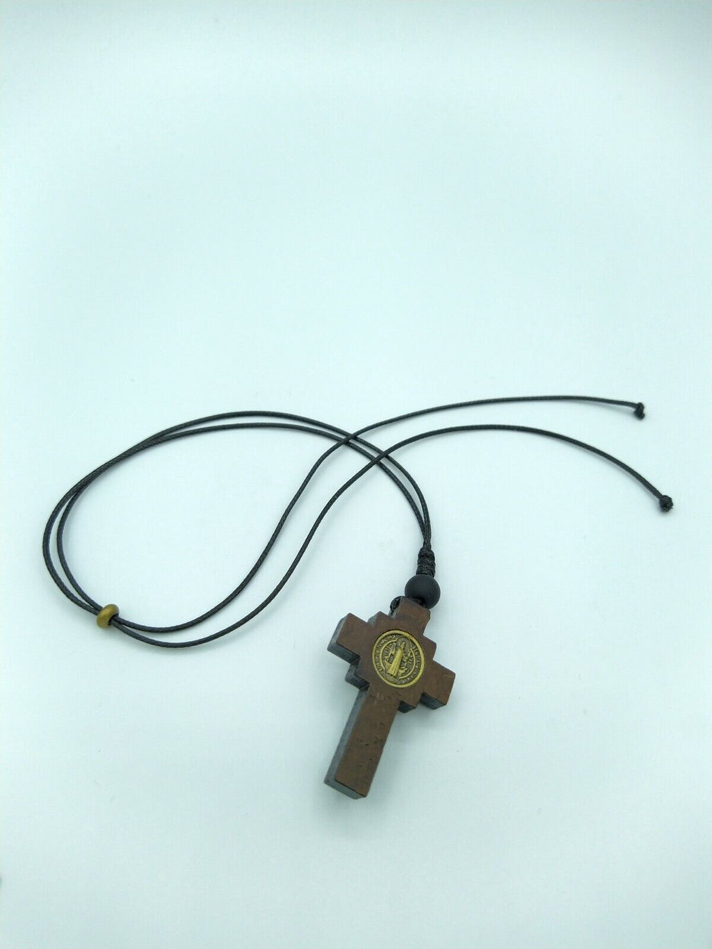 St.Saint Benedict Medal Wooden  Crucifix cross Necklace Cruz medalla San Benito
