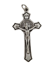 Saint St Benedict Medal Crucifix Cross Silver Plated Pendant Necklace 17