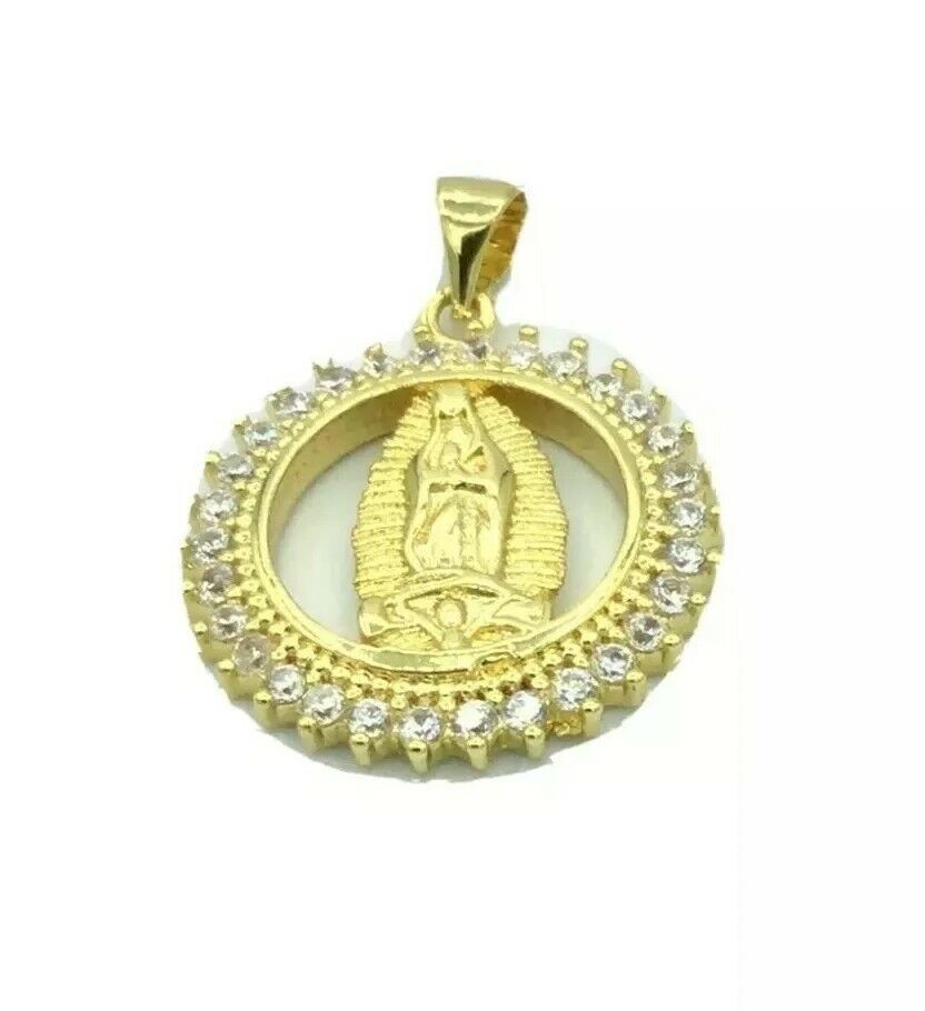Virgin Mary Virgen de Guadalupe Necklace Gold Crystal  Catholic Jewelry Women 