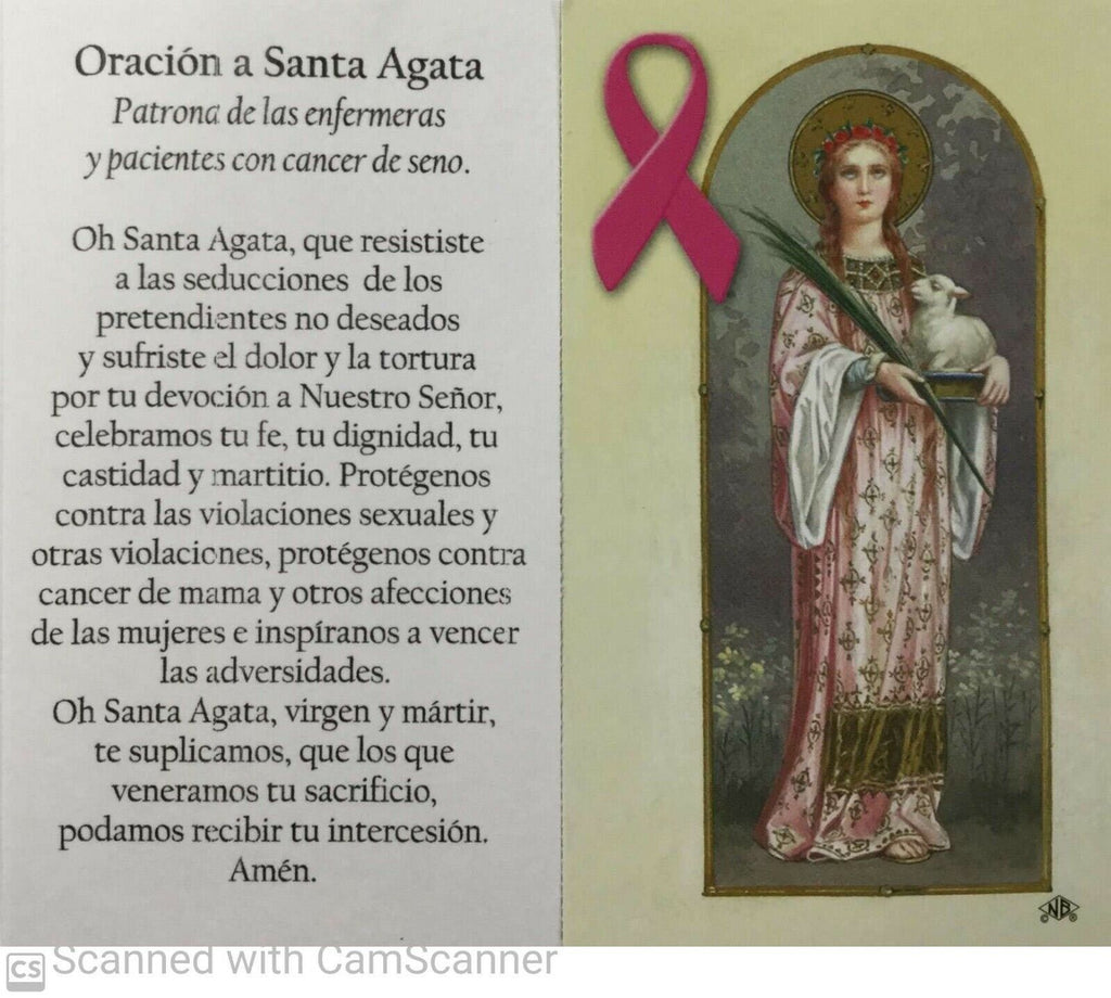 3 X Catholic Religious Medal Pendants Prayer Holy Card Saint Agatha Cancer Heal