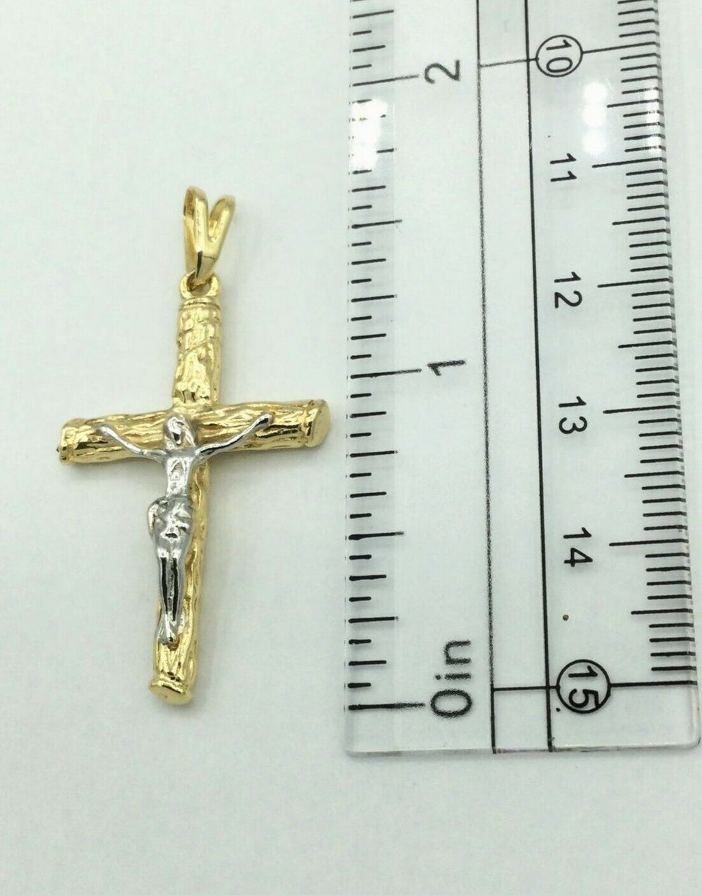 14K Yellow White GOLD PLATED Crucifix Cross Religious Necklace Pendant Men Women