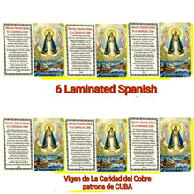 6 Caridad del Cobre Estampa Oracion laminada CUBA Spanish Prayer 3.5
