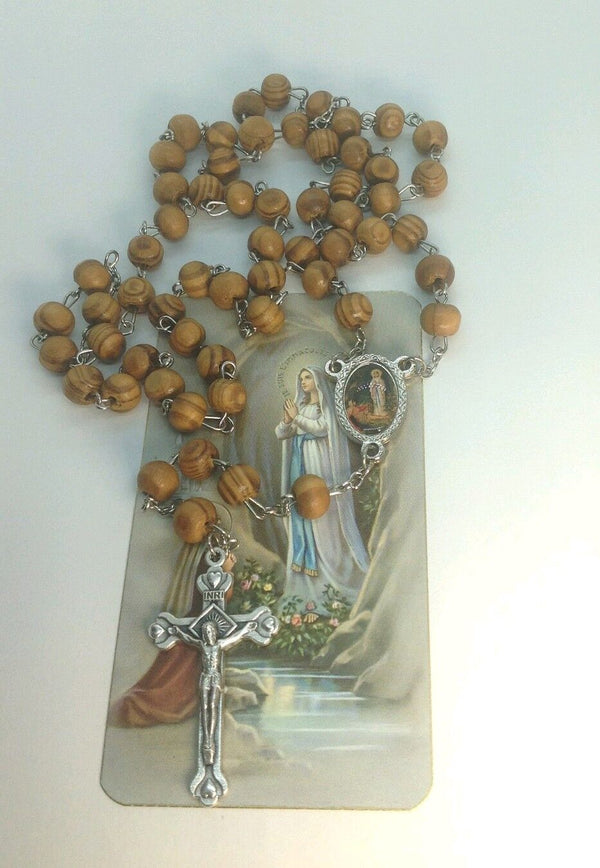 Our Lady of Lourdes Rosary Olive wood Jerusalem Virgen Lourdes Rosario de madera