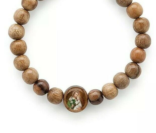 Saint Joseph wooden Bracelet Adjustable Men's Women Brown Pulsera de San Jose 