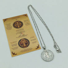 Catholic Saint St Benedict Medal Necklace Pendant Stainless Steel Cross Exorcism