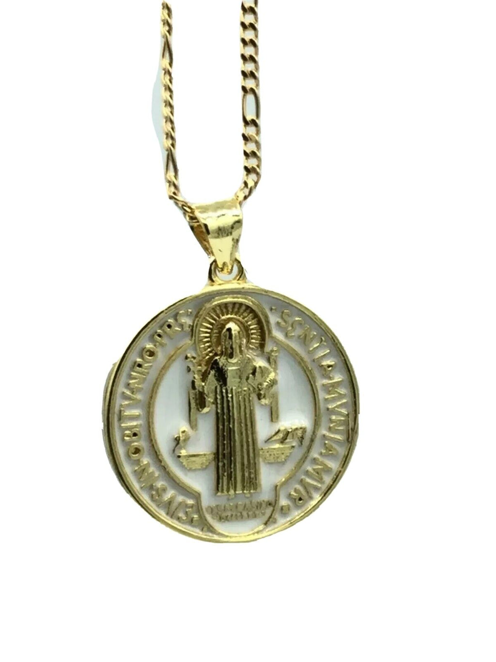 Catholic Saint St Benedict Medal Necklace Pendant Stainless Steel Cross Exorcism