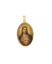Sacred Heart of Jesus Sagrado Corazon Medal 18K Gold Plated with 20 inch Chain