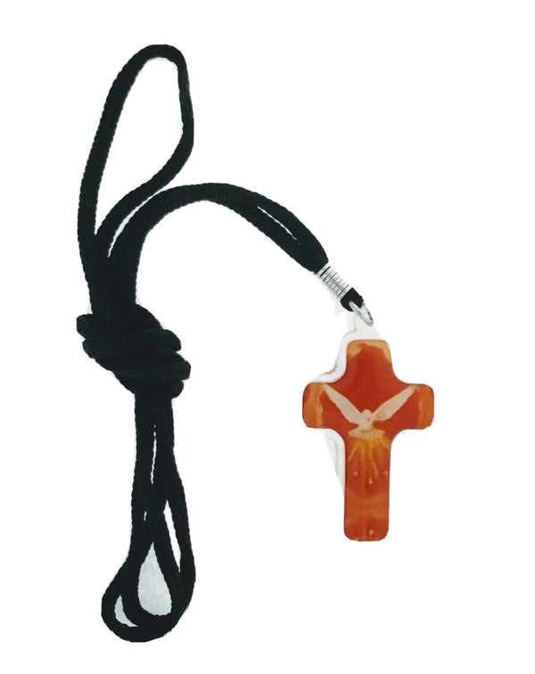 2" Holy Spirit Acrylic cross Pendant Hanging black cord necklace confirmation