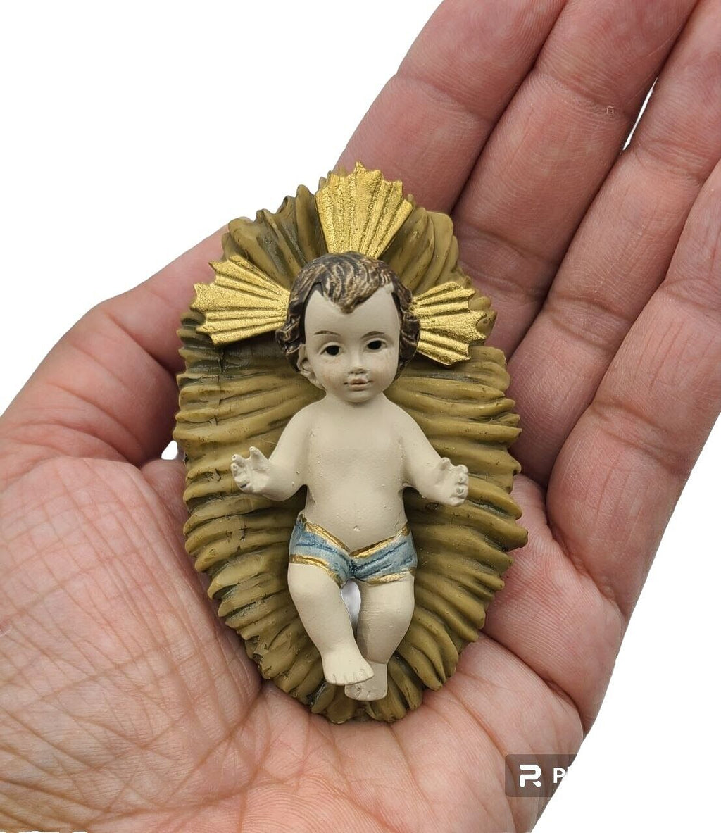 2 Inch Baby Jesus Crib Christmas Nativity Scene Niño Jesus Figurine Gift 