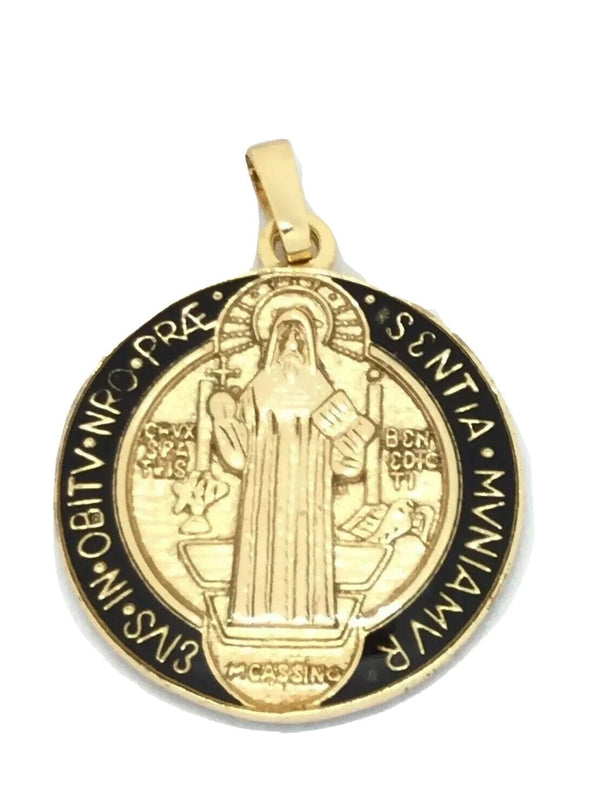 San Benito 18k Gold Plated Pendant with 20 inch Chain- St. Benedict Medal