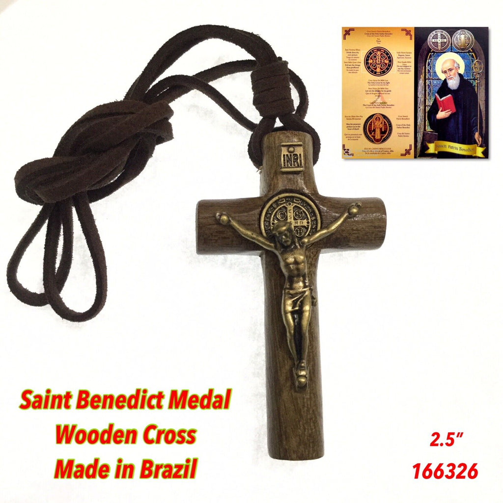 Saint St Benedict of Nursia Medal Cross Crucifix Pendant with Necklace, 26 Inch