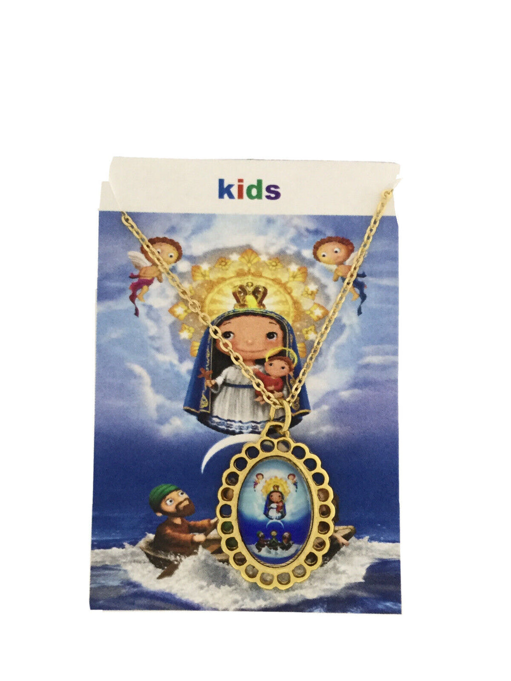 10k Gold Plated Caridad del Cobre Religious Medal Virgencita Pliz  para Niños