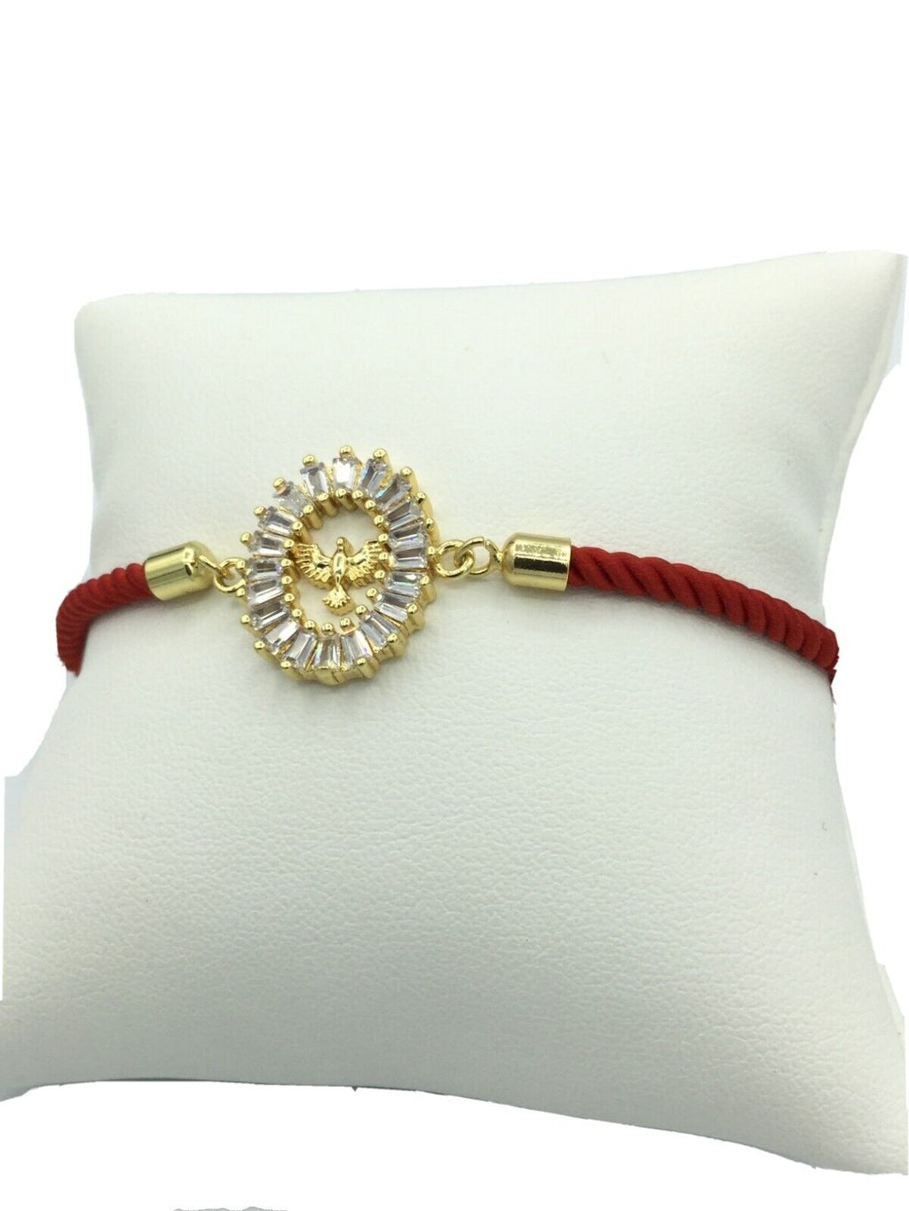 Religious Women Bracelet ,Dove Charm, Holy Spirit Adjustable Red CZ Bracelet  