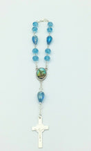 St.Saint Michael Blue Crystal Beads Car Rearview Catholic Auto Rosary St.Miguel
