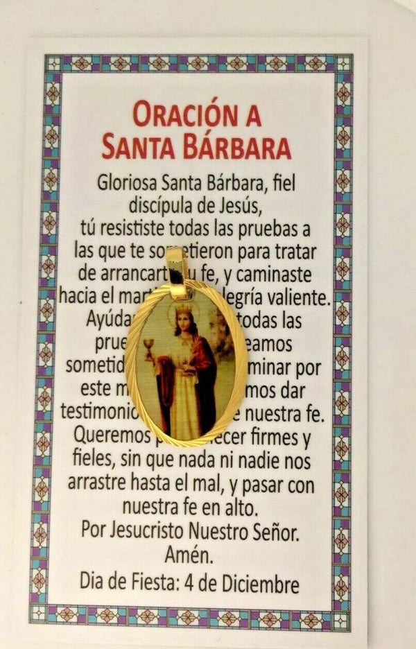 18k St Barbara Religious Medal Gold Plated Santa Barbara Medalla Protección Cuba