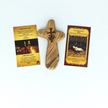 Olive Wood Comfort Cross Holding Cross engraved Emmaus Jerusalem Handmade