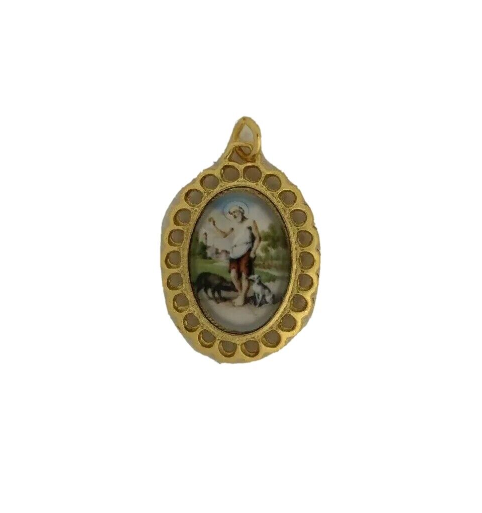 San Lazaro-Medal-10K Gold Plated Medalla Pendant -Babalu Aye Catholic St lazarus