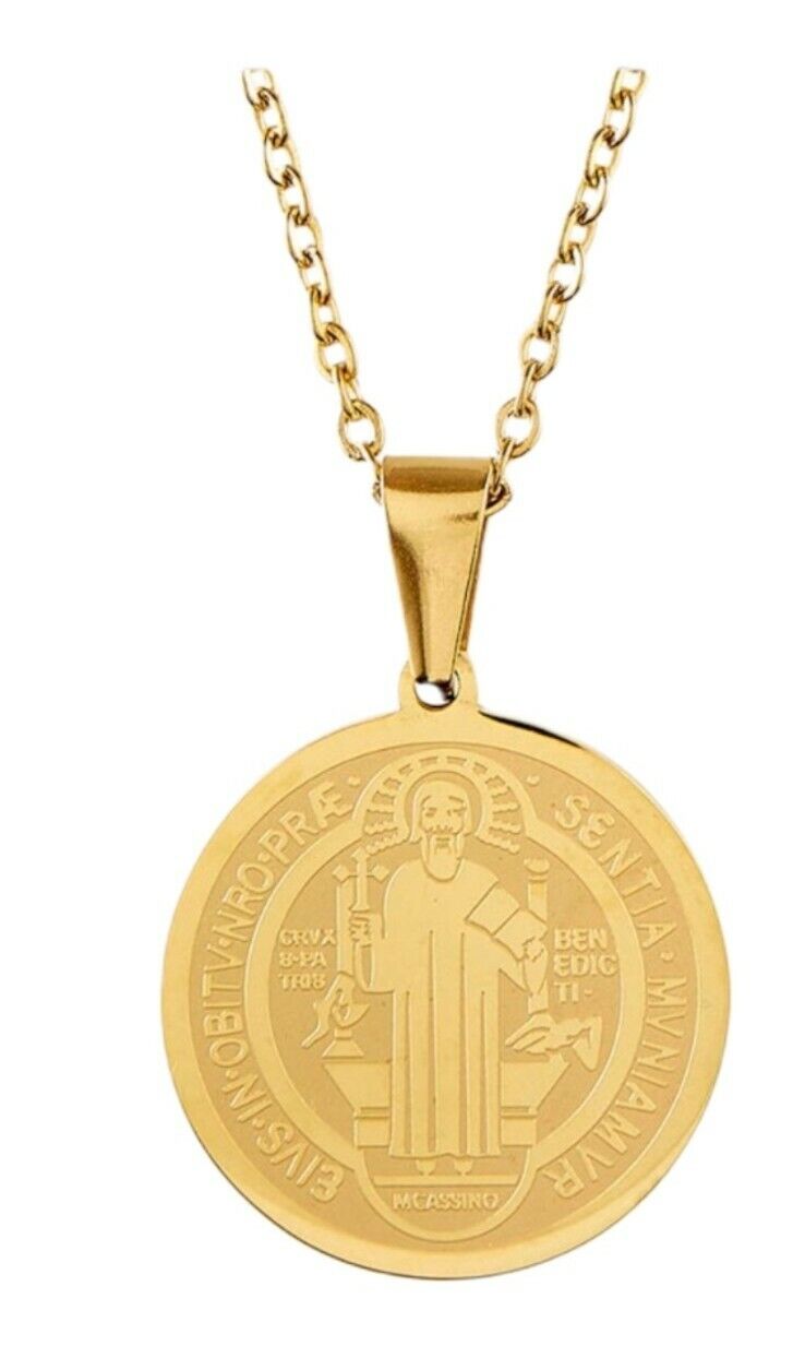 San Benito Pendant Charm Religious Patron Saint Medal St Benedict Necklace 18"