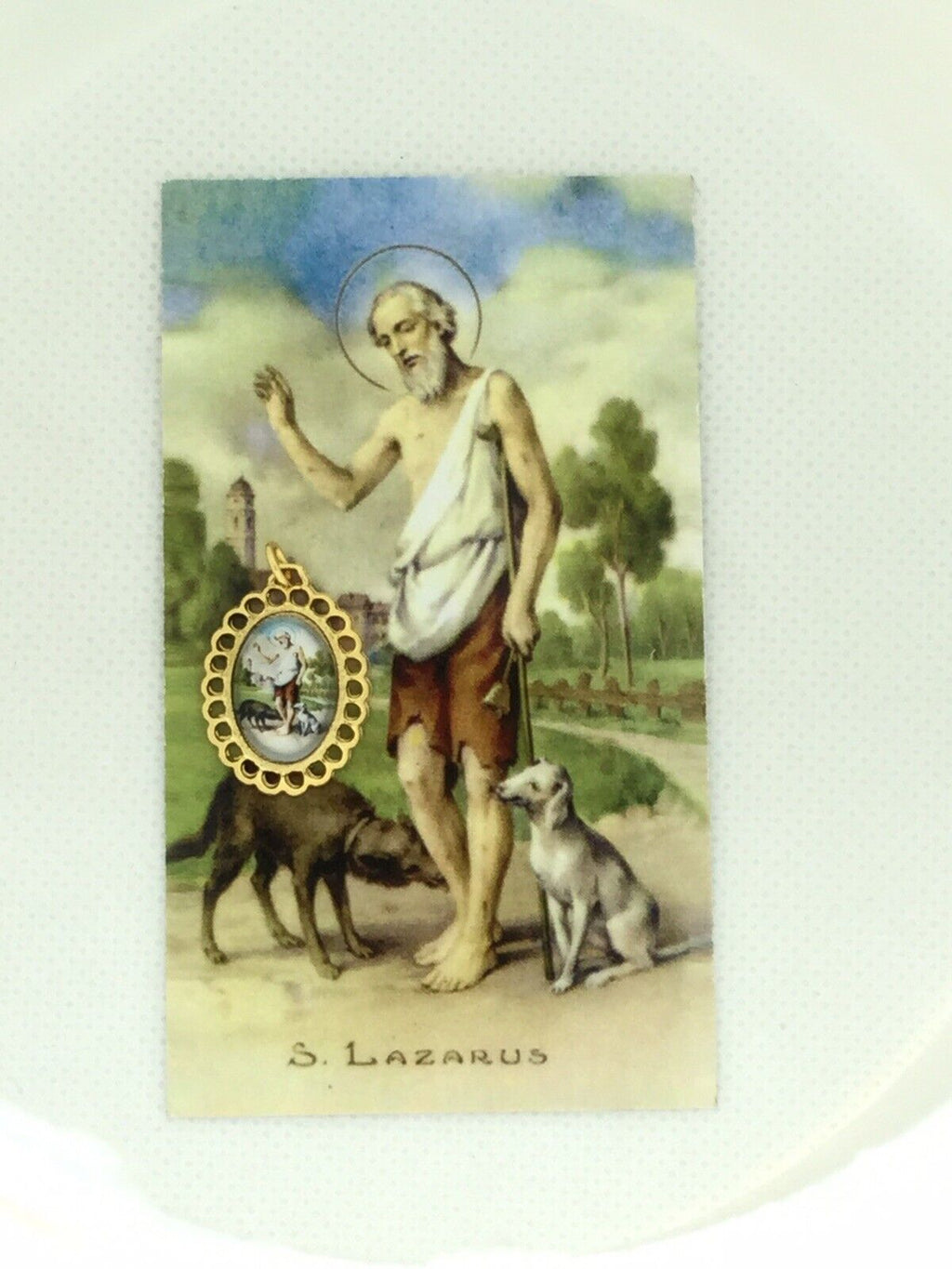 San Lazaro-Medal-10K Gold Plated Medalla Pendant -Babalu Aye Catholic St lazarus