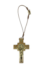 Catholic Religious St Benedict Wooden Crucifix Cross Car Mirror  Cruz St Benito 