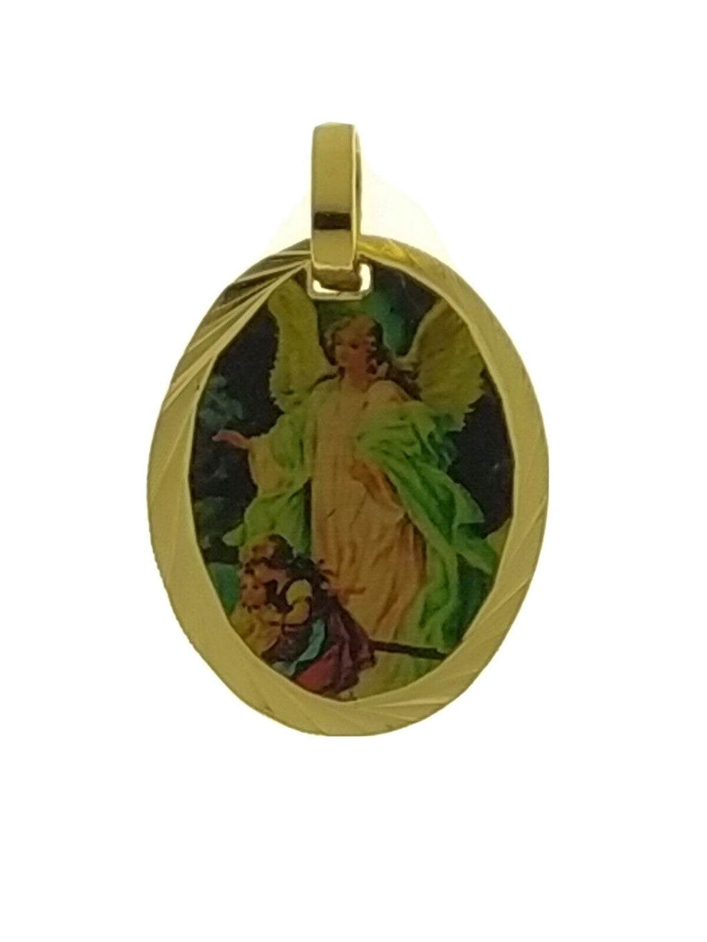 18k Gold plated Guardian Angel Religious Medal Medalla Angel de la Guarda Kids 