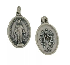 3X Miraclous Medal Medalla Virgen Milagrosa Silver Tone Metal W Prayer 1inch