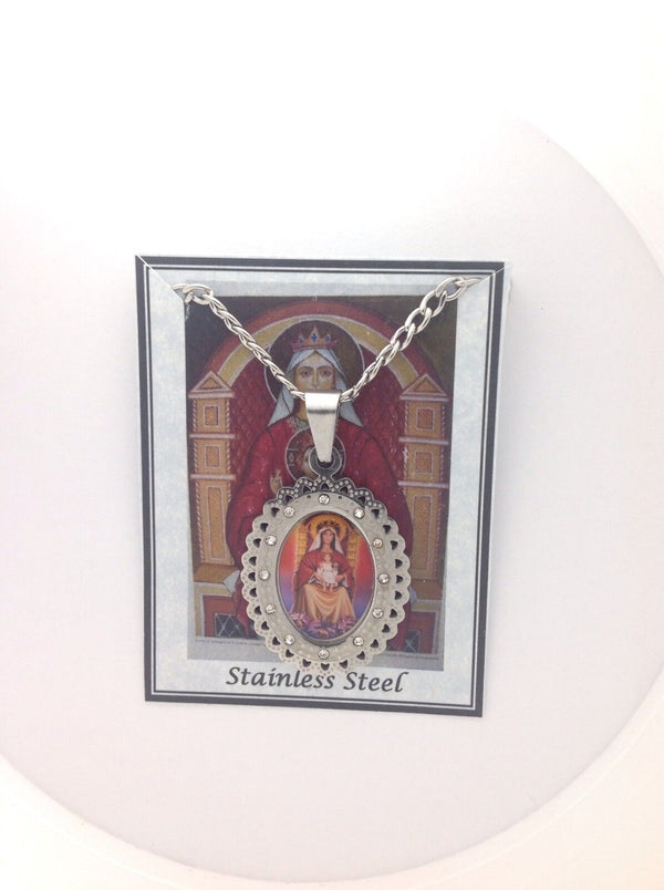 Stainless steel catholic medal virgen Mary Coromoto Venezuela pendant 1 3/16" S