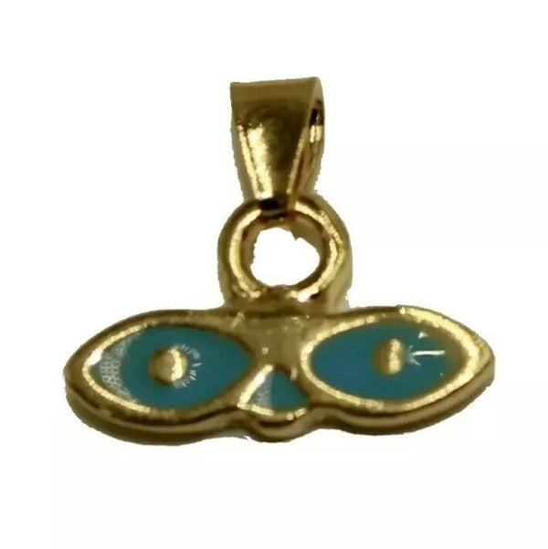 Saint Lucy Eye Pendant 18k Gold Plated with 20" chain Santa Lucia Charm blue New