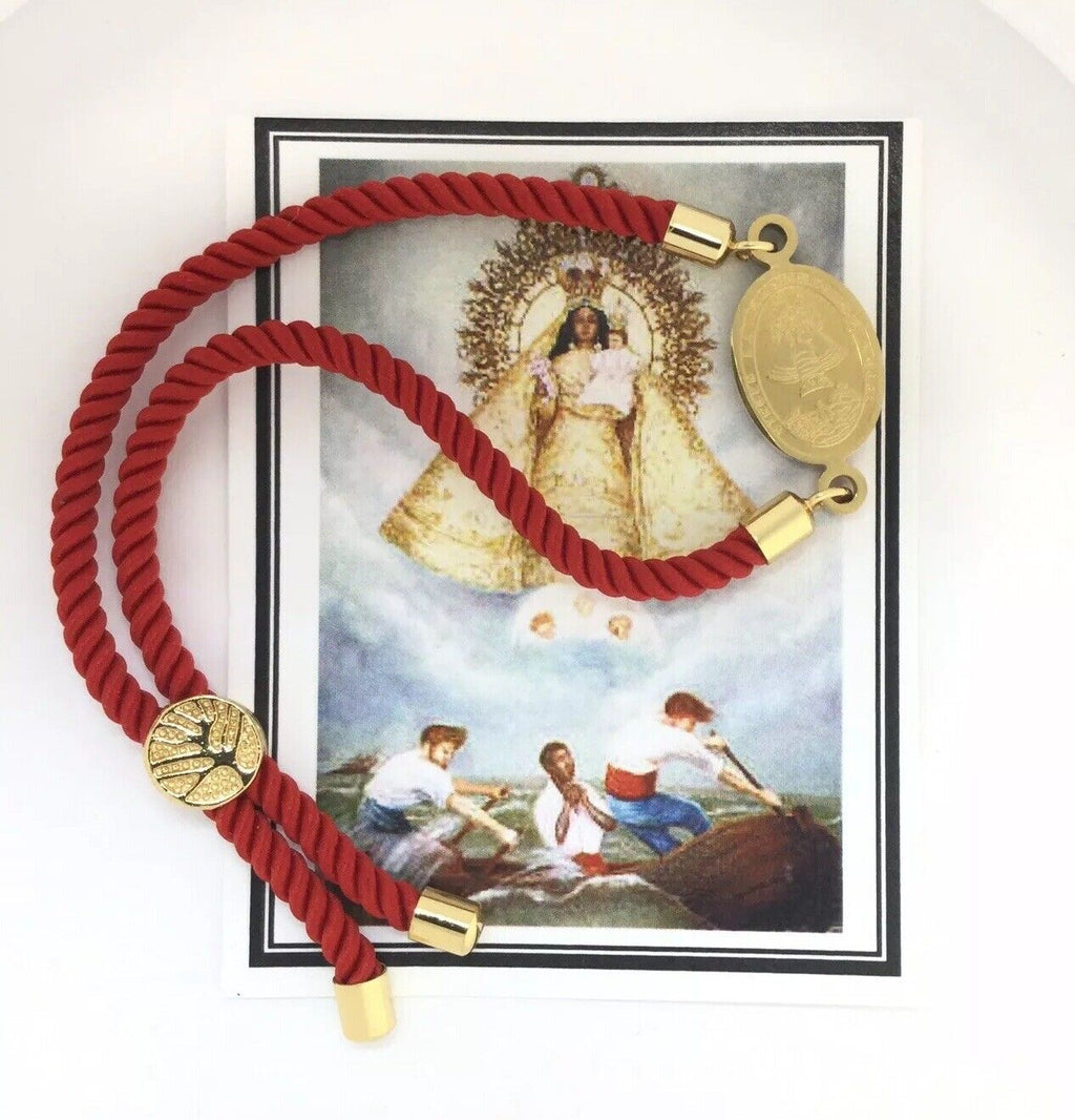 Religious Catholic Bracelet Caridad del Cobre medal Red Cord Pulsera Roja Cuba