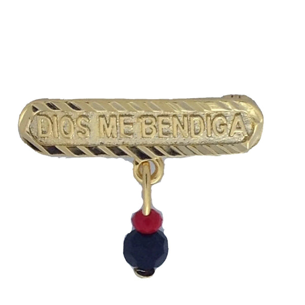 18k Gold Plated Simulated Azabache Evil Eye Protection Baby Pin DIOS ME BENDGA 
