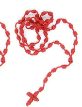 2 X Rosary RED cord rope knotted Rosary Necklace catholic JESUS Cross Religious 