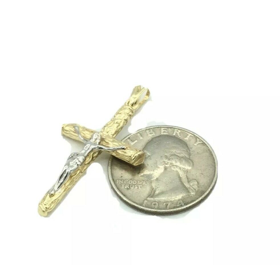 14K Yellow White GOLD PLATED Crucifix Cross Religious Necklace Pendant Men Women