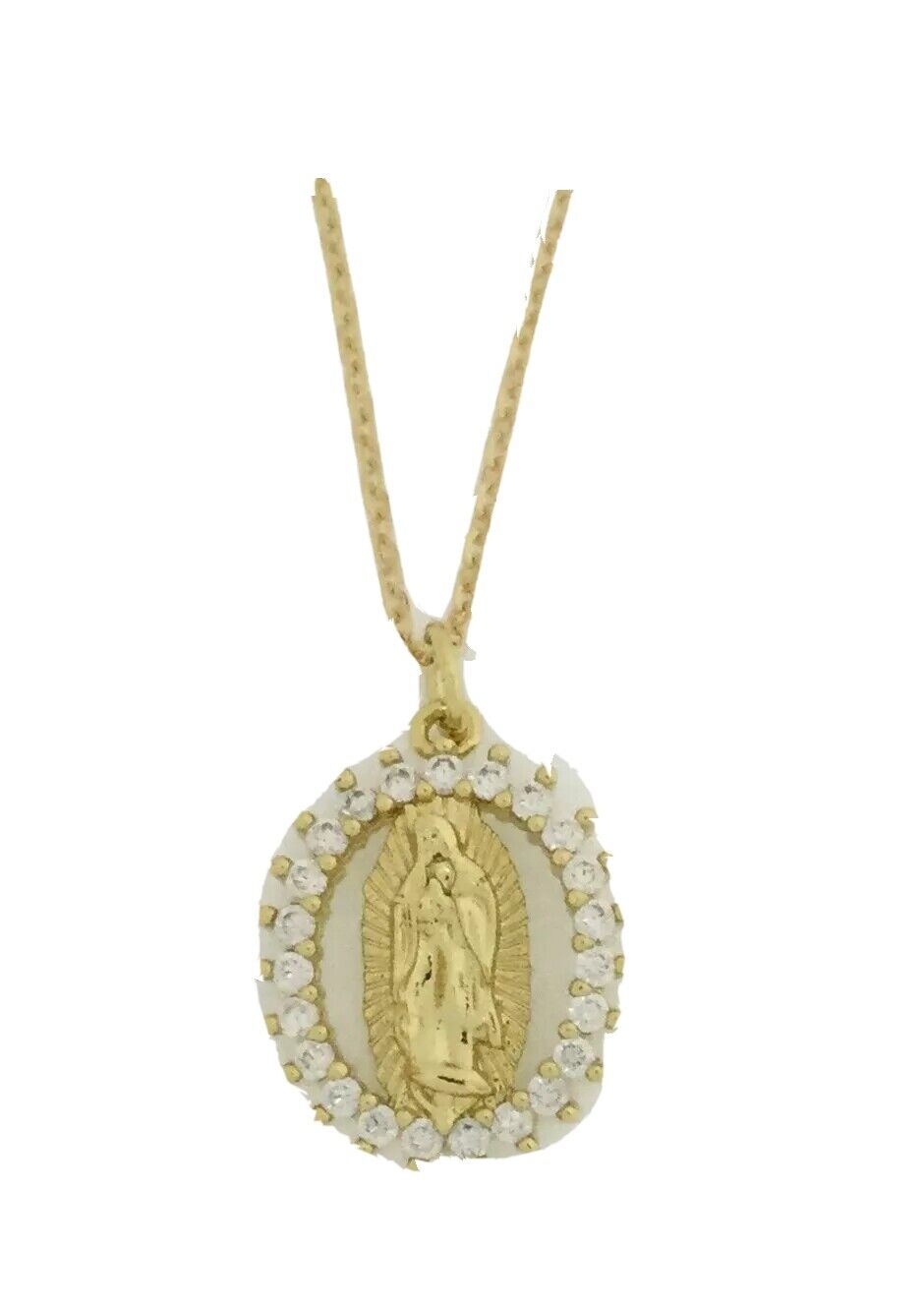 14k Gold Plated Virgen de Guadalupe Necklace Pendant Virgin Mary 20" chain Jesus