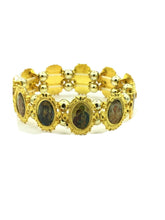 Religious Christian Jewelry Bracelet Gold Alloy stretch Bead Orthodox Holy Image