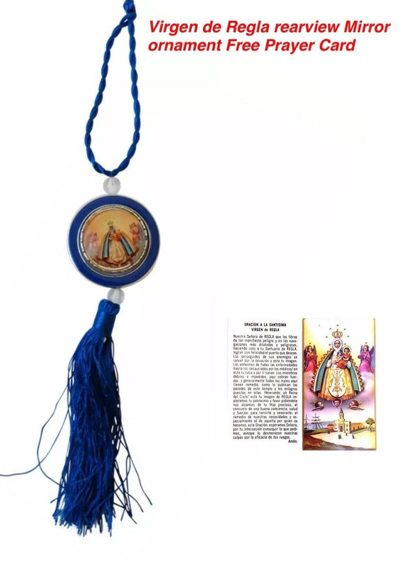 Virgen De Regla Medall rearview mirror Car Ornament blue hanging pendant Yoruba