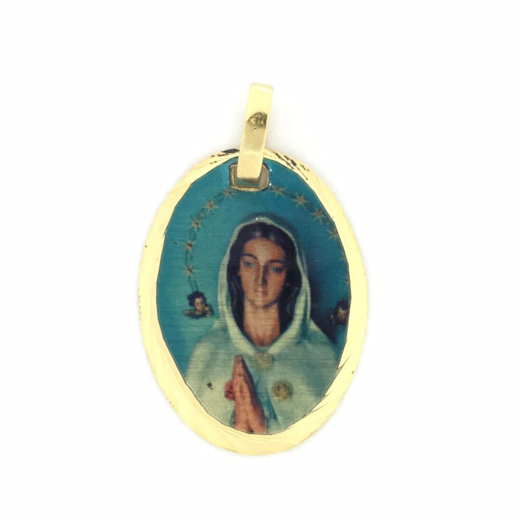 18k Gold Plated rosa mistica   medal pendant with Chain Mystical Rose VENEZUELA