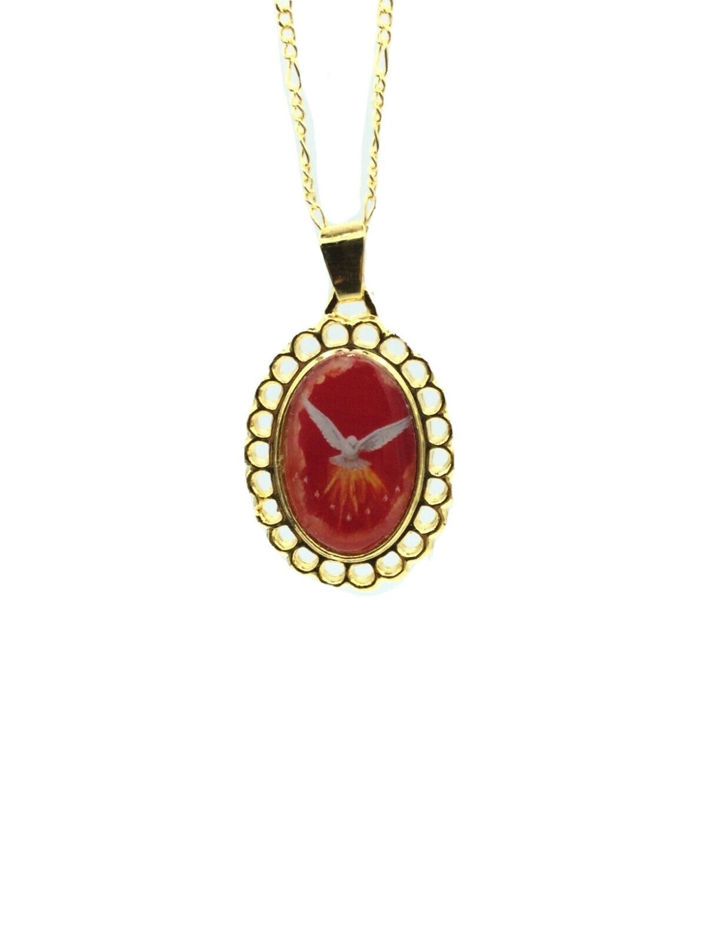 Holy Spirit Dove Medal Confirmation Espíritu Santo Gold Plated Pendant Necklace 